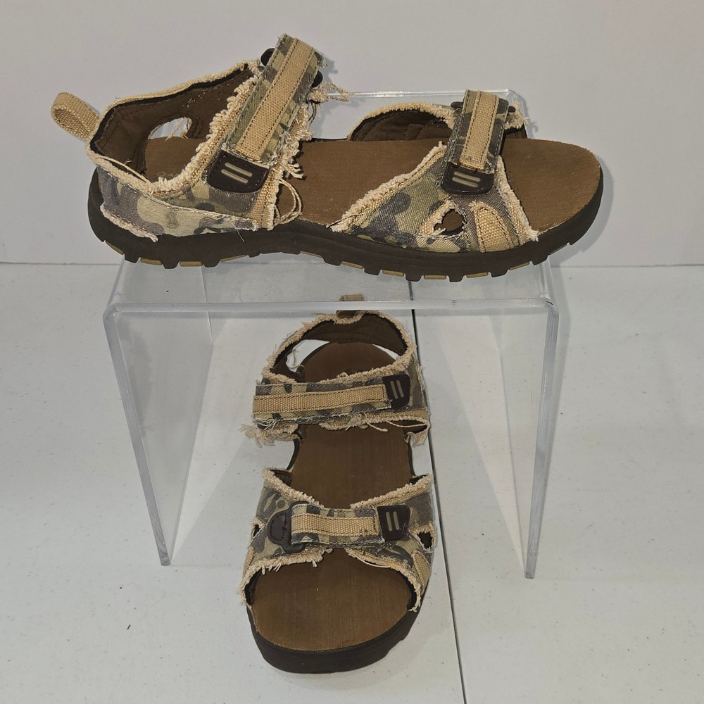 Airwalk Camo Sport Sandals Mens 4.5 Frayed Canvas Strappy Adjustable AC979 Green